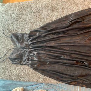 Long Sparkle Gunmetal Dress; size 2
